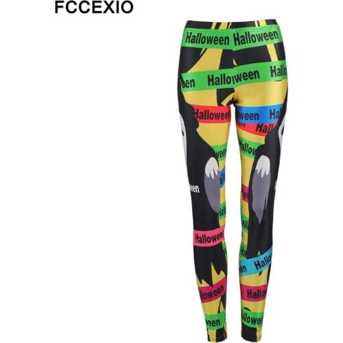 Happy Halloween Costume Womens Party Leggings Ghost and Devil 3d Funny Print Legins Female High Waist Fitness Elastic Leggings