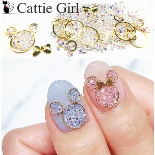 1 Box Mouse Metal 3D Nail Decorations Zircon Diamond Nail Paillette Heart Accessories Shell Manicure Japanese Design