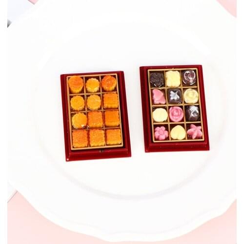 1 Set 1/12 Dollhouse Chocolate Gift Box Miniature Mini Chocolate Model Play Kitchen Food Toy For House Doll Accessories