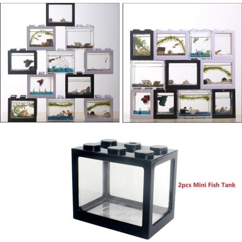 2pcs 2pcs Aquarium Fish Tank Building Blocks Creative Desktop Pet Spider Jellyfish Goldfish Tank Box Home Tea Table Decor