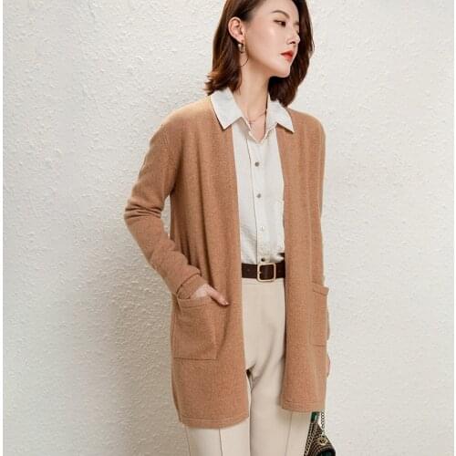 2021 Spring Winter/ Autumn New Fashion 100% Wool Cardigan Womens Long Sleeve Knit Jacket Cashmere Coat S-XXL Sweater Standard