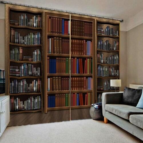 3D curtains customize Creative bookshelf living room bedroom printing blackout curtains japanese style curtains