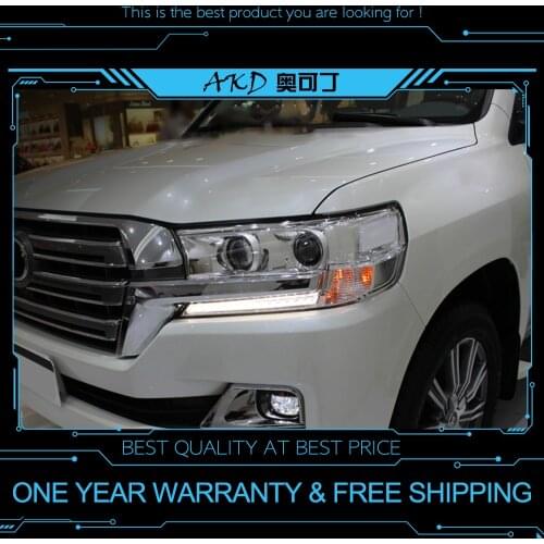 AKD tuning cars Headlight For Toyota Lander Cruiser 2016-2018 Headlights LED DRL Running lights Bi-Xenon Beam Fog angel eyes