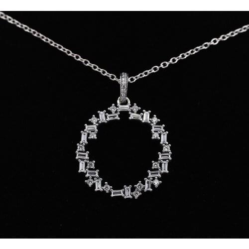 Authentic S925 Sterling Silver Shards Of Sparkle With Crystal Necklace For Women Wedding Party Gift fit Lady Fine Jewelry