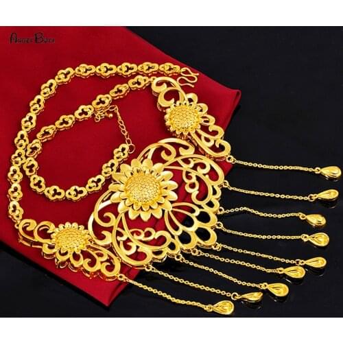 Flower Rich and Honorable Pendant Necklace Middle Eastern Muslim Women Gold Luxury Charm Wedding Jewelry Gift Necklace Wholesale