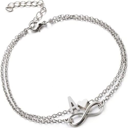 Retro Letter Heart Infinity Anklet Bracelet Set Bohemia Foot Beach Anklets Women Fashion Barefoot Chain Jewelry