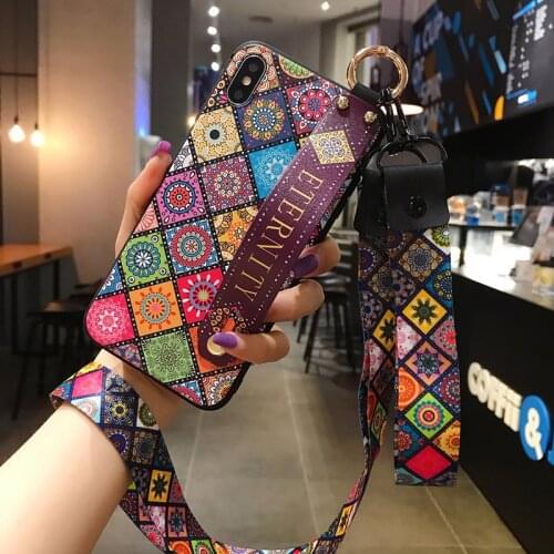 Case for Oppo Realme 6 Pro A91 Realme X2 Pro XT Reno 2Z 2F A31 A9 2020 A3S Square Flower Coque Wristband Soft Phone Case Cover