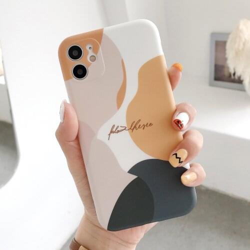 Art Retro Abstract Geometry Phone Case For iPhone 12 11 Pro Max X XS Max XR 7 8 Plus 12 Mini Graffiti Soft Silicone Cover Coque