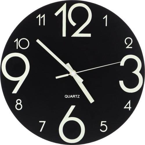 Wooden Wall Clock Luminous Round Shape Hanging Clock Decoration Modern Wall Clock Wall Hanging Clock For Office Bedroom Decor