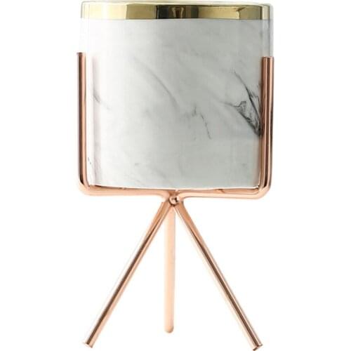 Art Vase Storage Rack Tall Flower Display Pot Table Porcelain Pots Marble Design Tabletop Green Decorative Iron Home Vases