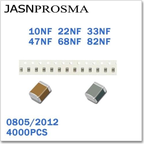 JASNPROSMA 4000PCS 0805 2012 X7R RoHS 50V 10% 10NF 22NF 33NF 47NF 68NF 82NF SMD High quality Capacitor K B New goods