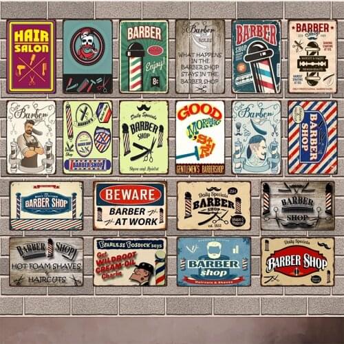 [ Kelly66 ] Barber Shop Funny Classic Decor Painting old Wall tin signs Craft Plaque 20*30 CM Size Y-1055
