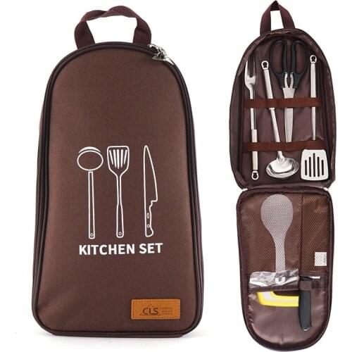 Camping Grill BBQ Cookware Kitchen Cooking Utensils Tool Set Organizer Bag Portable Barbeque Storage Bag