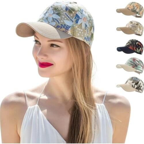 Flower Leaf Print Cap Casual Women Baseball Cap Summer Female Girls Adjustable Snapback Summer Sun Hat