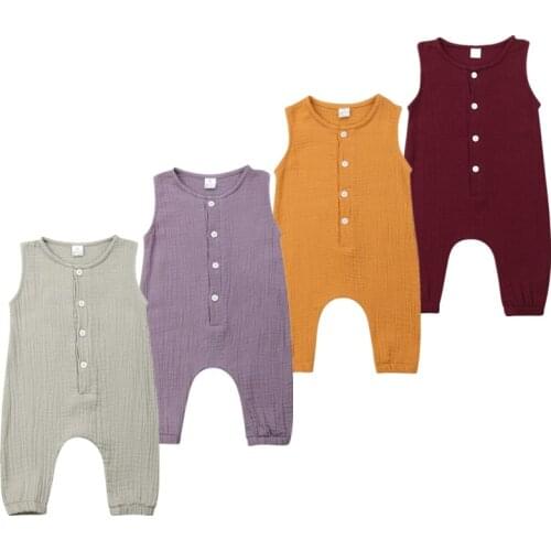 New Newborn Baby Boy Girl Cotton Solid Romper Jumpsuit Clothes Outfits Sunsuit