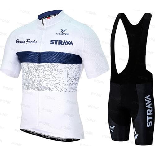 STRAVA Cycling Set Cycling Jersey Set Summer Anti-UV MTB Mens Bike Set Bicycle Suit Pro Team Racing Uniform Cycling Clothes