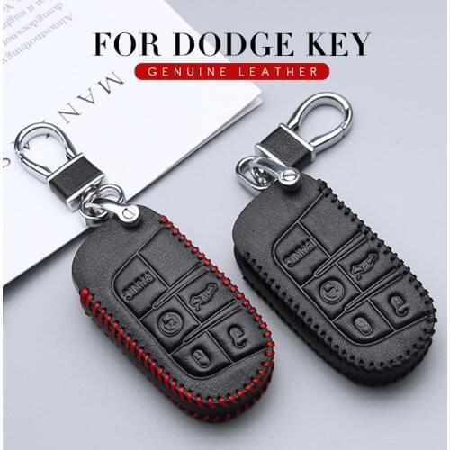 Car Remote Key Fob Cover Ring Key Leather Case For Dodge Caliber Challenger Caravan Journey Durango Charger Ram 1500 Accessories