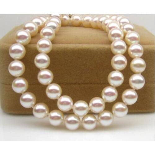 Beautiful NEW perfect 8-9mm round natural south seas white pearl necklace18INCH