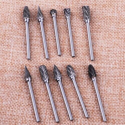 LETAOSK 1/8'' Shank Tungsten Carbide Burrs Hard Metal Drill Bits Cutter Files Set for Power Rotary Tools