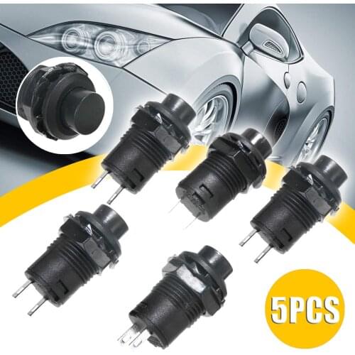 MAYITR 5Pcs/Lot 12V Push Button Switch Car Dash Off-On Momentary Push Button Switches Horn Doorbell Black