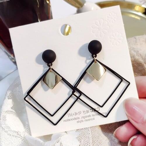 Fashion geometry safety pin earrings minimalist Hollowing out statement korean gold drop earings for women earring jewelry