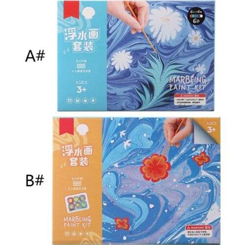 W3JD Kids Water-based Art Paint Set Marbling Painting Kit DIY Painting on Water Creative Art Set of 6 Colors Acrylic Paint