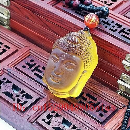 Natural White Yellow Crystal Buddha Head Pendant Necklace Fashion Jewelry Charm Reiki Buddhism Amulet Carved Gifts for Women Men