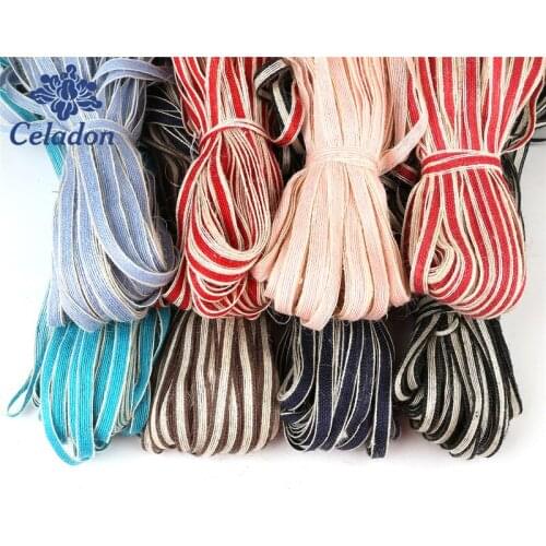 New Hot 1cm width 10Meters Jute Burlap Ribbon Cord for DIY Jewelry Craft Making Home Wedding Decoration Gift Box Cord Colors