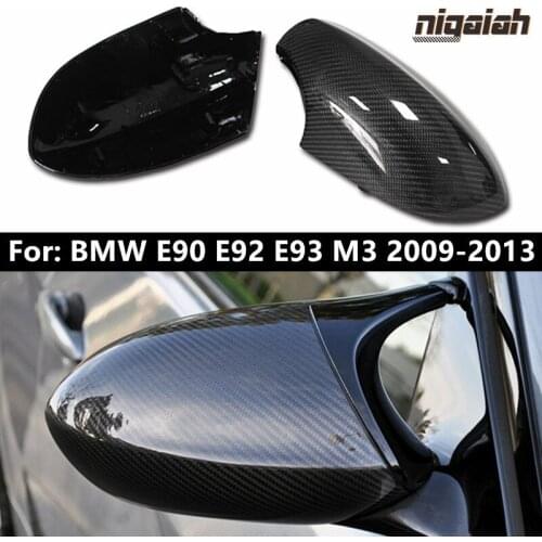 Pair M3 Real Carbon Fiber Mirror Covers for BMW E90 E92 E93 M3 2009-2013 1M Coupe 2011 Side Door Rearview Mirror Caps M Look