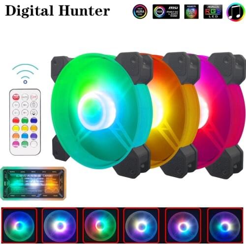 PC computer case fan new GH RGB fan 120mm LED ARGB silent remote 5v 3pin halo/synchronous processor for Intel AMD radiator silen