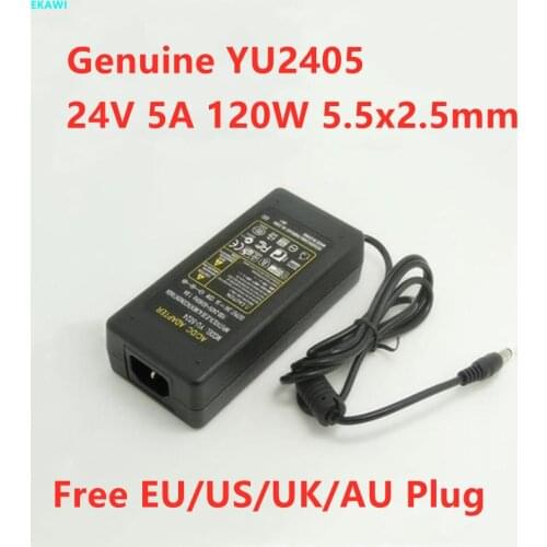 Genuine YU2405 24V 5A 120W 5.5x2.5mm YU5024 AC Power Adapter For LED Strip Led Lamp Lighting Laptop Monitor Power Supply Charger