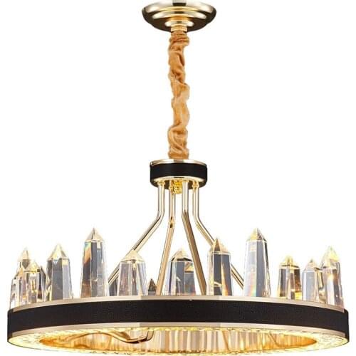 Simple LED Pendant Lights Contemporary Luxury Black Leather Decoration Crystal Lighting Fixture For Home Hotel Restaurant Decor