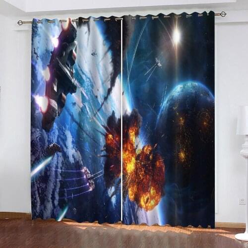 Luxury Blackout 3D Window Curtain For Living Room blue stars curtains Thick shading soundproof windproof curtain