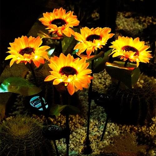 Solar LED Light Outdoor Waterproof Sunflower Lawn Lamp Courtyard Villa Buried Landscape Lights Garden Decoration Lamp
