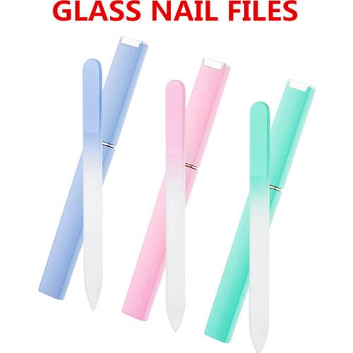 Glass Crystal Nail File With Case Professional Home Salon Manicure Polishing Nail Grinding Strip Beauty Nail Care Pedicure Tools