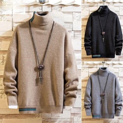 Thick Warm Sweater Men Turtleneck Sweater Mens Loose Casual Pullovers Bottoming Shirt Autumn Winter New Solid Color Pullovers