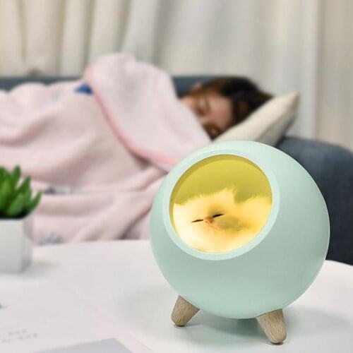 USB Cute Cat House Touch Dimming LED Night Light Creative Gift Lamp Kid Baby Bedroom Home Indoor Study Bedside Decoration