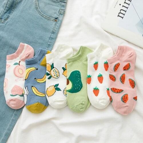 Spring Summer Fruits Series Woman Socks Cotton Streewear Japanese Harajuku Style Funny Socks Women 53102