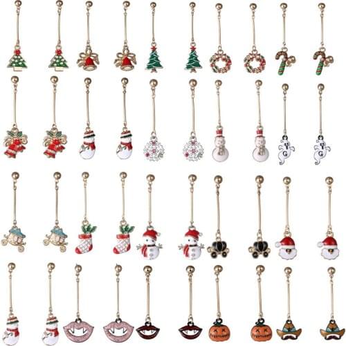 New Fashion Women Santa Claus Snowman lovely Tree Bell Christmas pumpkin ghost Halloween Jewelry Drop Earrings For Women Gifts
