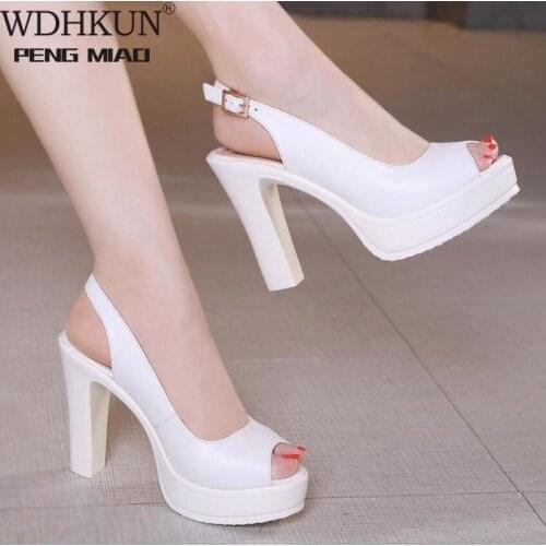 WDHKUN Plus Size 43 Women Platform High Heels 2020 Fashion Office Lady Peep Toe Pumps Party Wedding Bride Shoes Leather