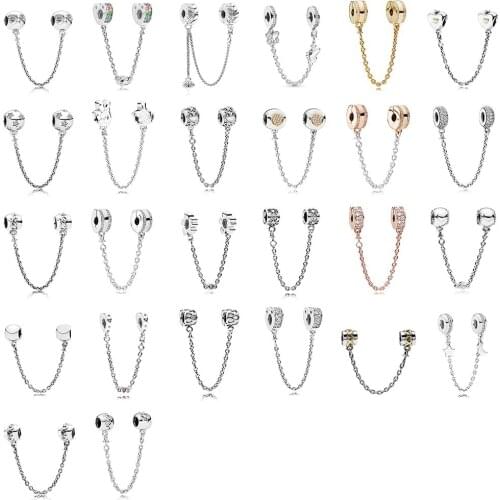 New High-quality 100% Sterling Silver S925 Love Safety Chain Fashion Women Elegant Gift Anniversary Gift Gift Bracelet Diy Gift