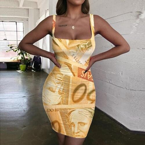 Giyu Brand Money Dress Women Funny Bodycon Dress Vintage Sundress Harajuku Vestido Sexy Gothic 3d Print Womens Clothing