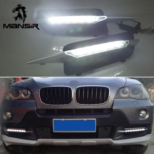 12V LED Daytime Running Light Daylight Car DRL For BMW X5 E70 2007 - 2010 Auto Yellow Turn Signal Function auto parts headlamp