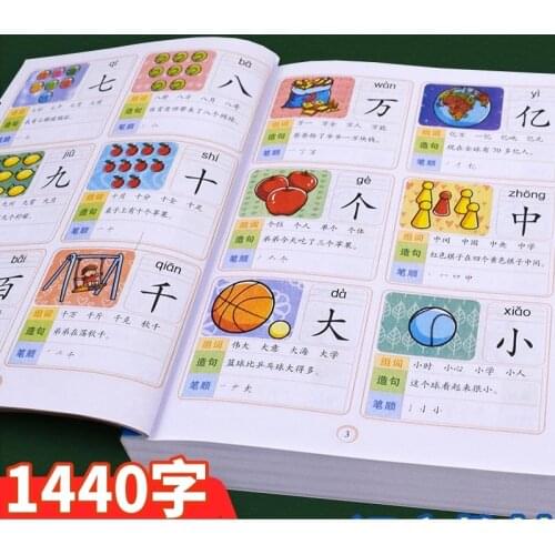 1440 word childrens preschool reading literacy books 3-7 years old baby learn Chinese characters Pinyin literacy king books