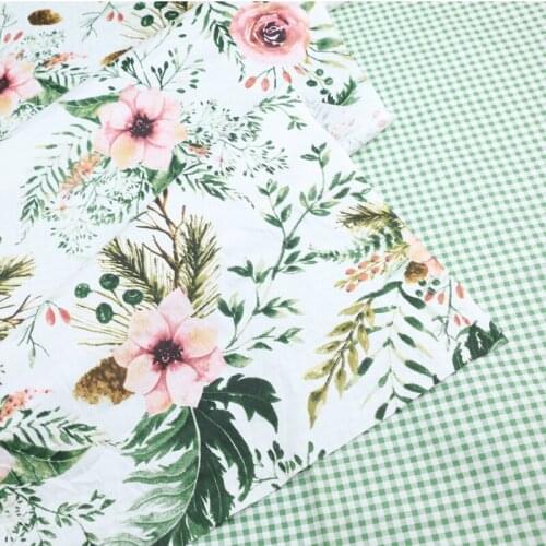 160CM*50CM Retro green flower Cotton Fabric Patchwork baby Quilting bedding Sewing Clothing Doll Needlework DIY Material cloth
