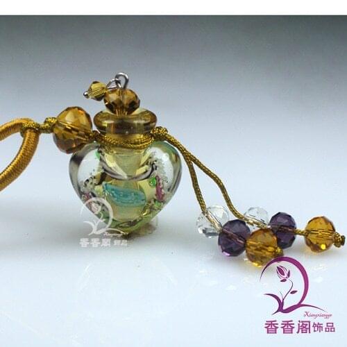 2PCS Murano Glass Perfume Necklaces, Aroma vials, Lampwork Glass Perfume Pendants, Perfume necklace vial