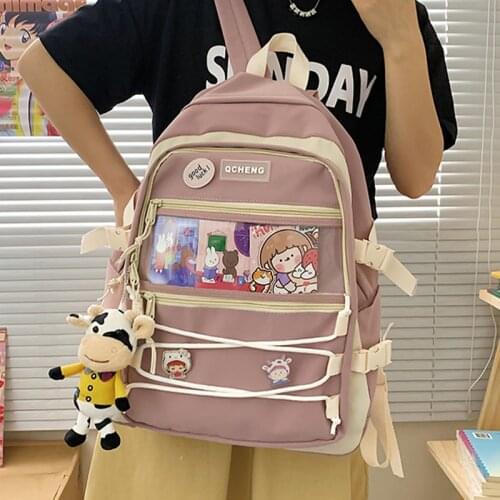 2021 New Women Backpack for Teen Girls High Quality Nylon School Backpacks Female Student Rucksack Korean Book Bags Lady Mochila