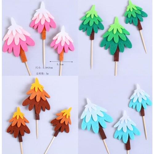 3pcs/set Felt Cloth Tree Cake topper for baby shower happy birthday cake topper Birthday baby Boy girl Party Supplies