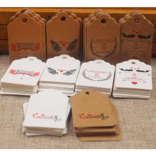 5*3cm Kraft/white DIy Handmde tag label with red heart gift label tag thank you paper candy/wedding favors label 100pcs/lot