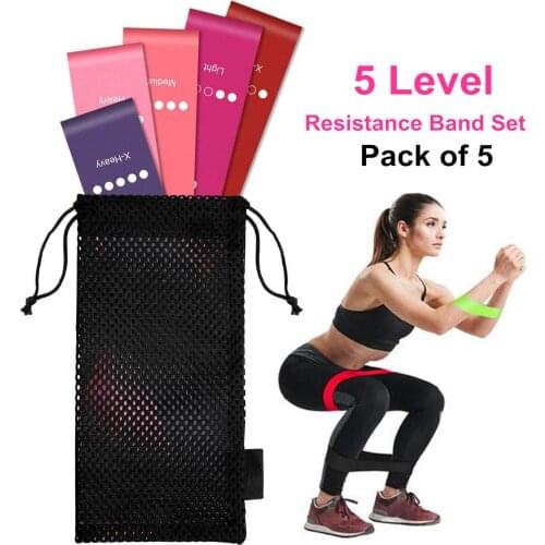 5 Packs Resistance Loop Bands Set Indoor Sports Training Equipment Fitness Exercise Elastic Band Workout Resistance Band Bar